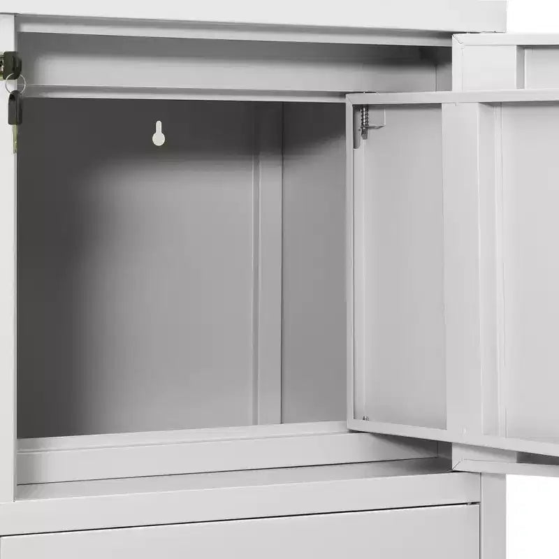 Meuble de rangement pour classement, meuble de bureau avec serrure pour bureau à domicile, en acier - Gris clair sans jardinière