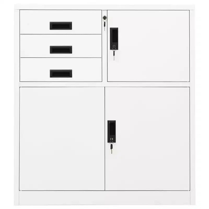 Meuble de rangement pour classement, meuble de bureau avec serrure pour bureau à domicile, en acier - Gris clair sans jardinière