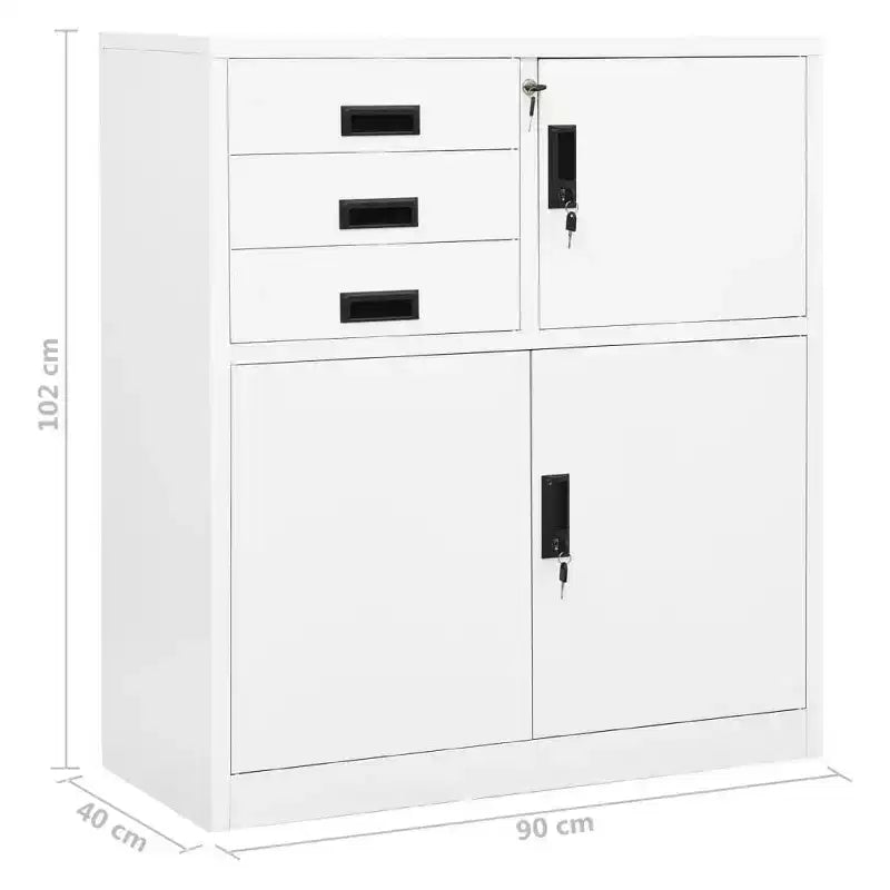 Meuble de rangement pour classement, meuble de bureau avec serrure pour bureau à domicile, en acier - Gris clair sans jardinière
