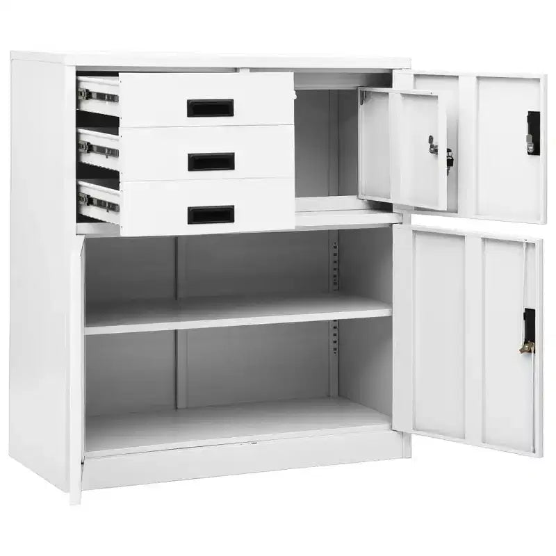 Meuble de rangement pour classement, meuble de bureau avec serrure pour bureau à domicile, en acier - Gris clair sans jardinière