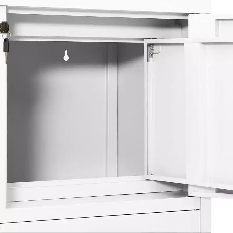 Meuble de rangement pour classement, meuble de bureau avec serrure pour bureau à domicile, en acier - Gris clair sans jardinière