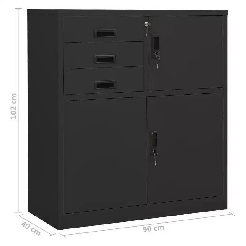 Meuble de rangement pour classement, meuble de bureau avec serrure pour bureau à domicile, en acier - Gris clair sans jardinière