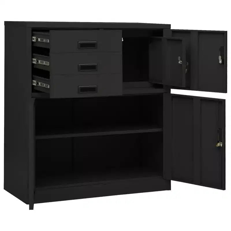 Meuble de rangement pour classement, meuble de bureau avec serrure pour bureau à domicile, en acier - Gris clair sans jardinière