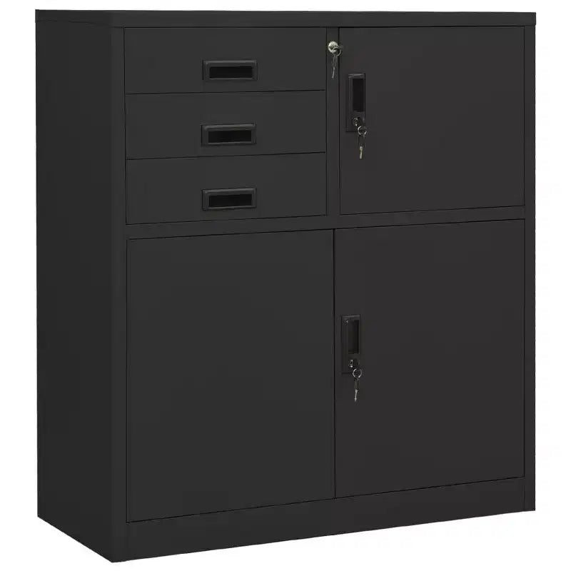 Meuble de rangement pour classement, meuble de bureau avec serrure pour bureau à domicile, en acier - Gris clair sans jardinière