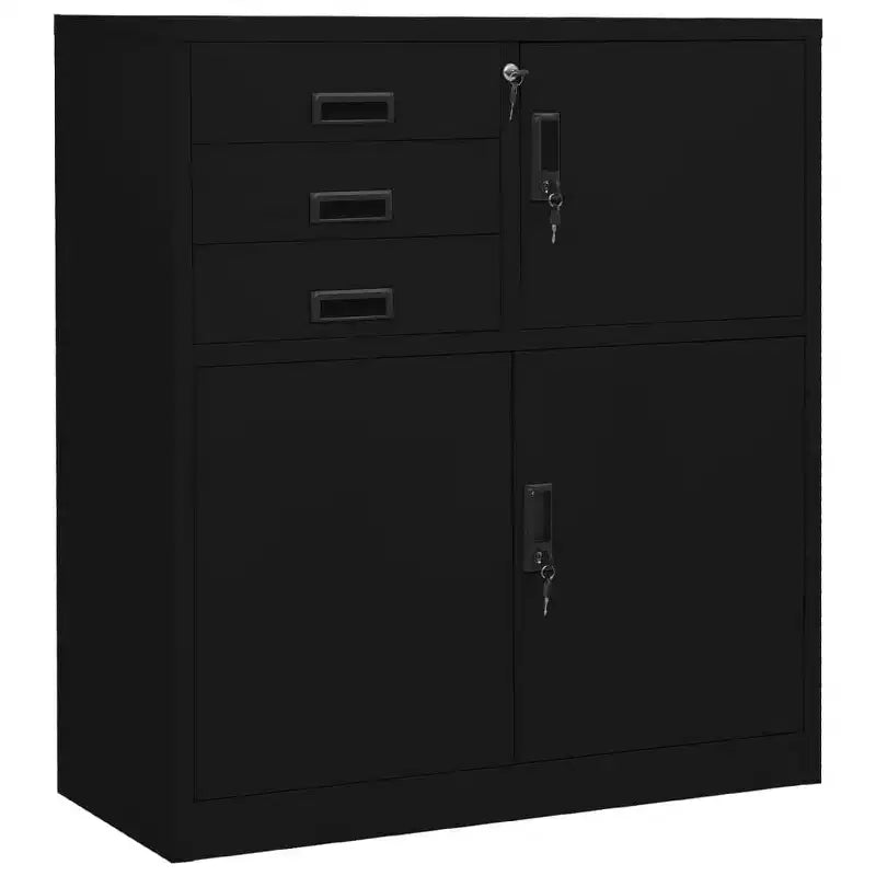 Meuble de rangement pour classement, meuble de bureau avec serrure pour bureau à domicile, en acier - Gris clair sans jardinière
