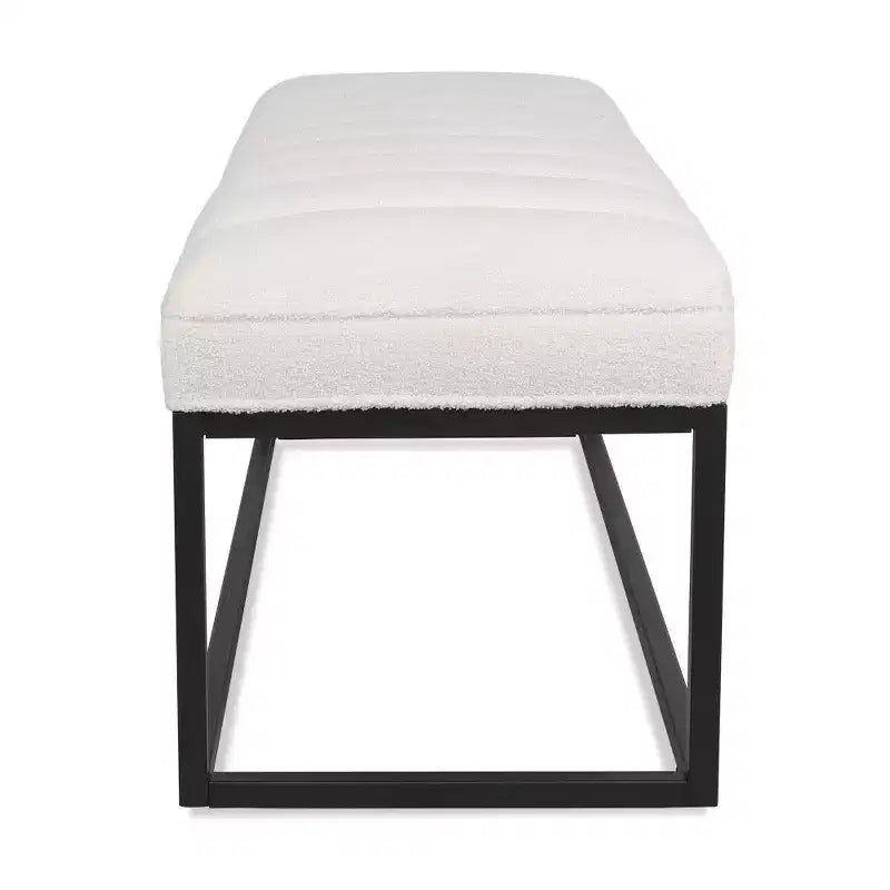 Banc de 137 cm en similicuir rembourré avec base en métal, banc d'entrée moderne pour chambre à coucher et salon