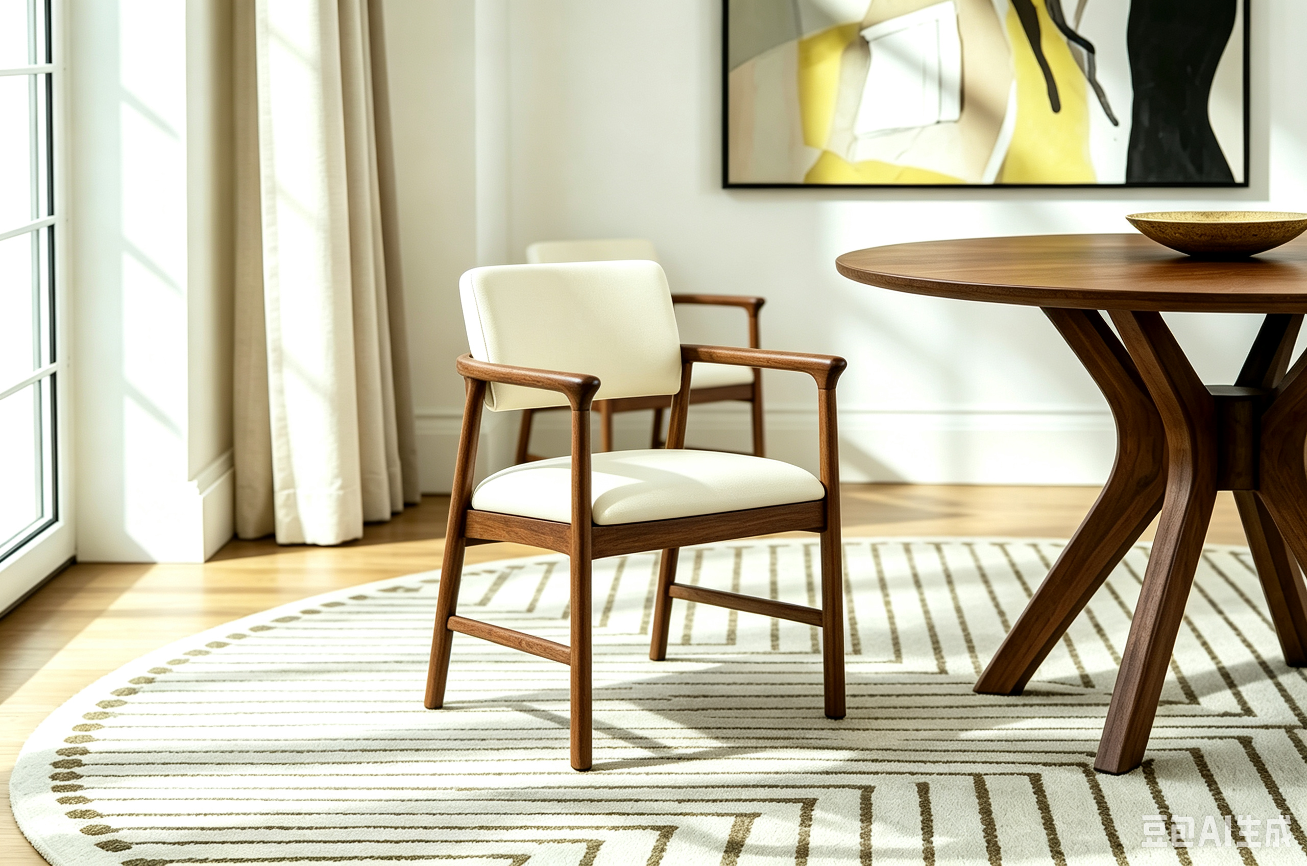 chaises de salle à manger rétro en PU avec cadre en bois massif, fauteuils d'appoint pour salle à manger ou salon