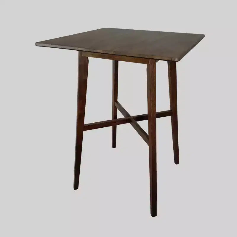 Table de bar rectangulaire moderne, finition noyer, style pub chic et haut, 4 places