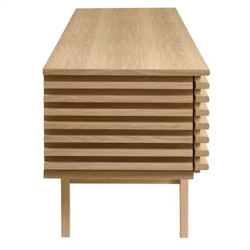 Meuble TV Mid-Century Moderne de 180 cm pour téléviseurs jusqu'à 80", étagères réglables, gestion des câbles, marron