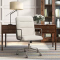 Chaise de bureau moderne Crème/Blanc : Rembourrée, Pivotante, Hauteur réglable, Cadre en bois et métal