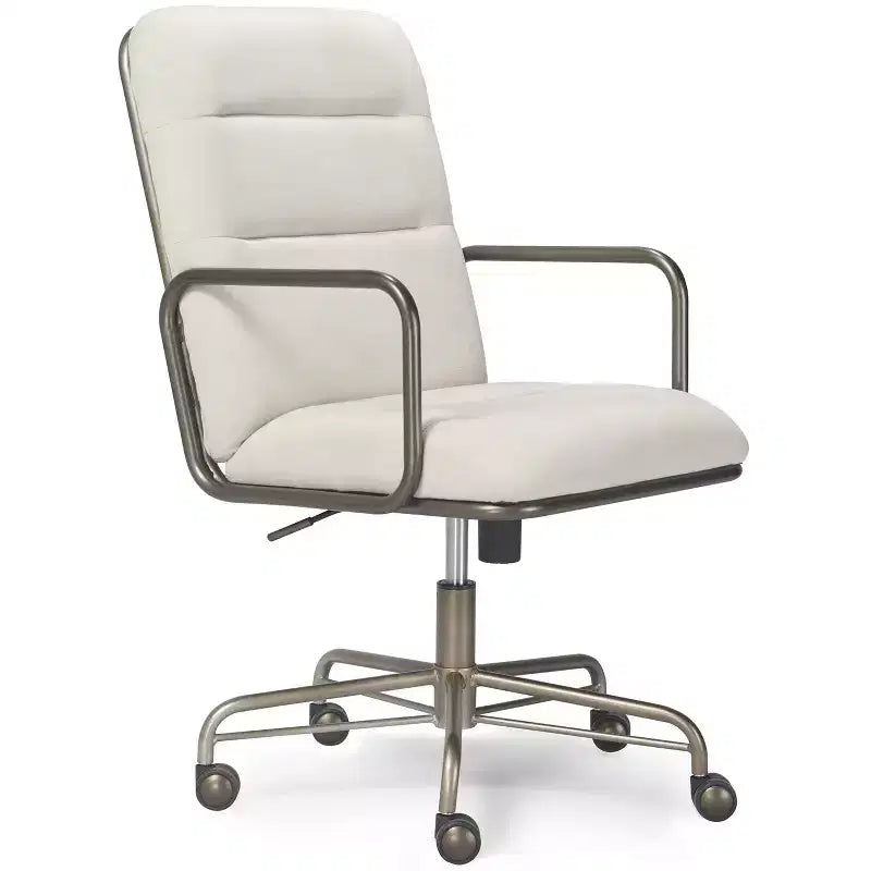 Chaise de bureau moderne Crème/Blanc : Rembourrée, Pivotante, Hauteur réglable, Cadre en bois et métal