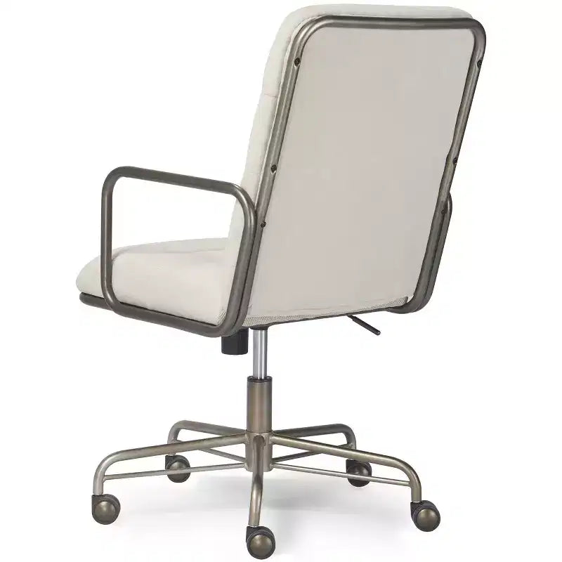 Chaise de bureau moderne Crème/Blanc : Rembourrée, Pivotante, Hauteur réglable, Cadre en bois et métal