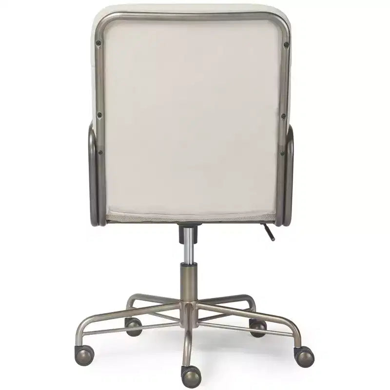 Chaise de bureau moderne Crème/Blanc : Rembourrée, Pivotante, Hauteur réglable, Cadre en bois et métal