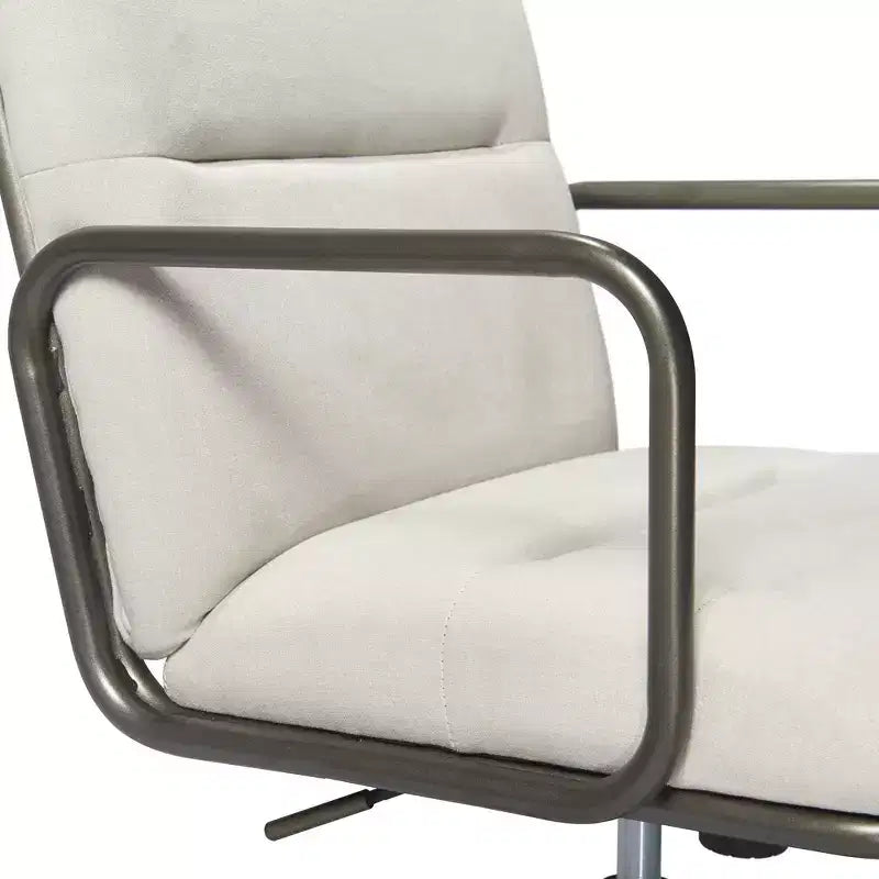 Chaise de bureau moderne Crème/Blanc : Rembourrée, Pivotante, Hauteur réglable, Cadre en bois et métal