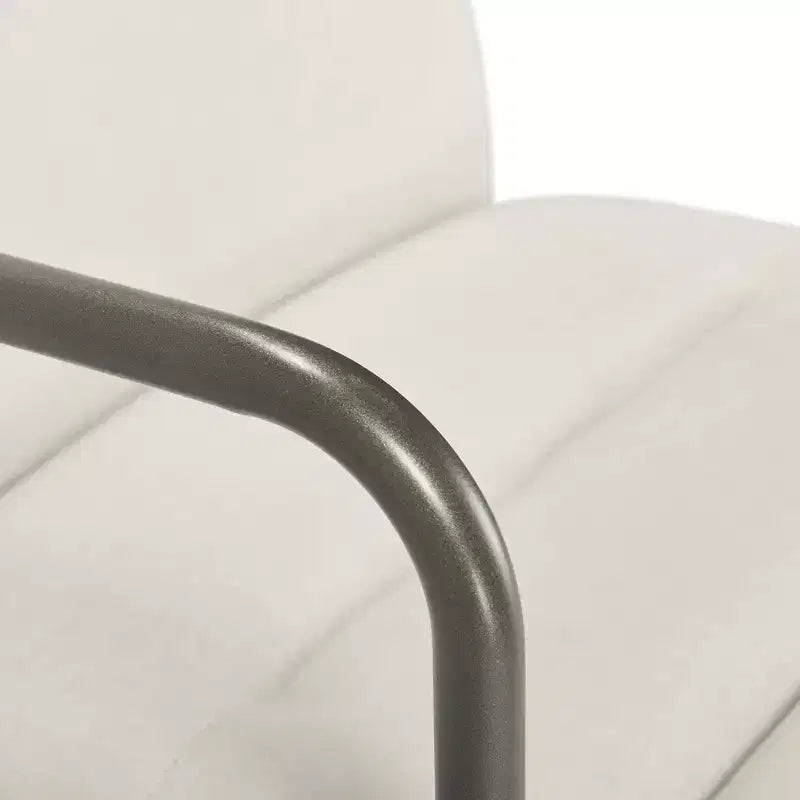 Chaise de bureau moderne Crème/Blanc : Rembourrée, Pivotante, Hauteur réglable, Cadre en bois et métal