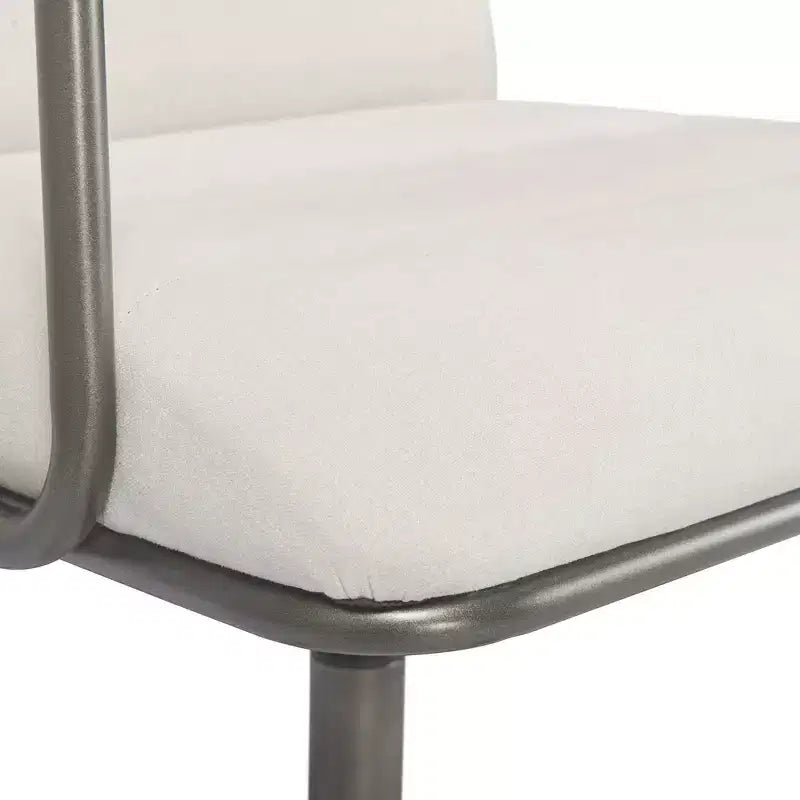 Chaise de bureau moderne Crème/Blanc : Rembourrée, Pivotante, Hauteur réglable, Cadre en bois et métal