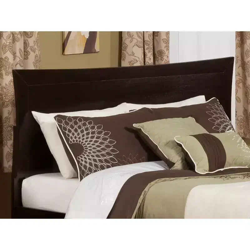 Tête de lit en panneau de bois expresso avec chargeur USB, finition satinée, 203 x 127 cm