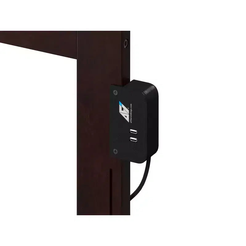 Tête de lit en panneau de bois expresso avec chargeur USB, finition satinée, 203 x 127 cm