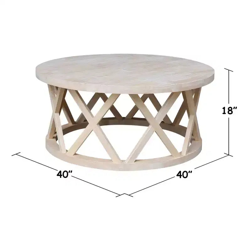 Table basse ronde 40" en bois dur noir
