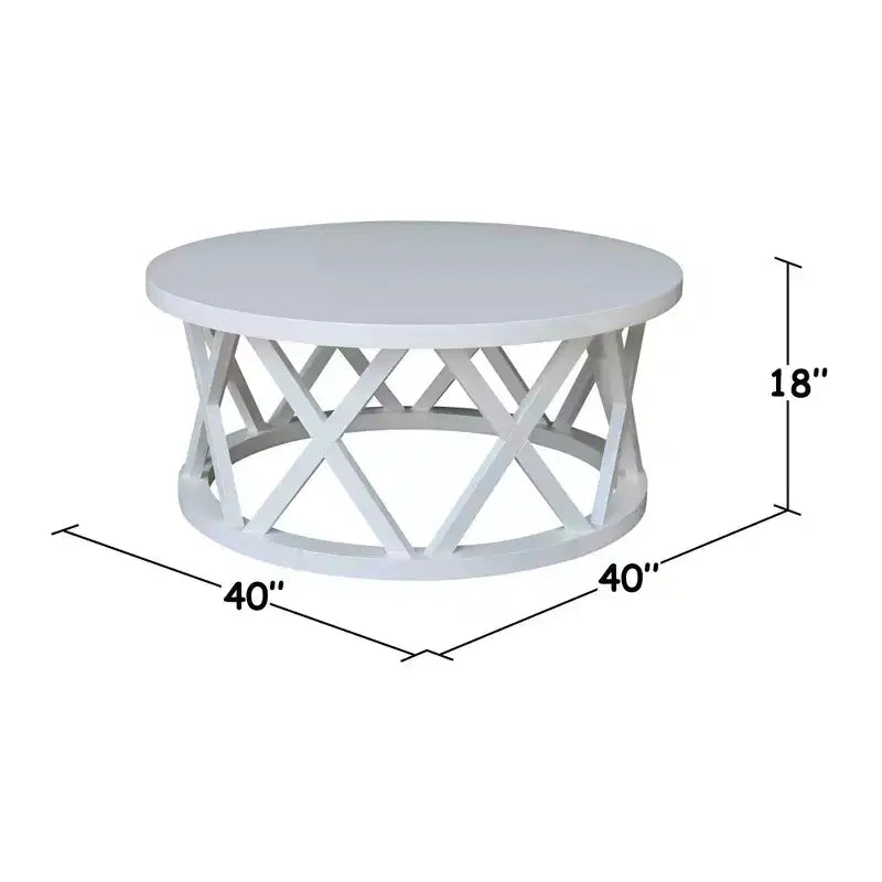 Table basse ronde 40" en bois dur noir