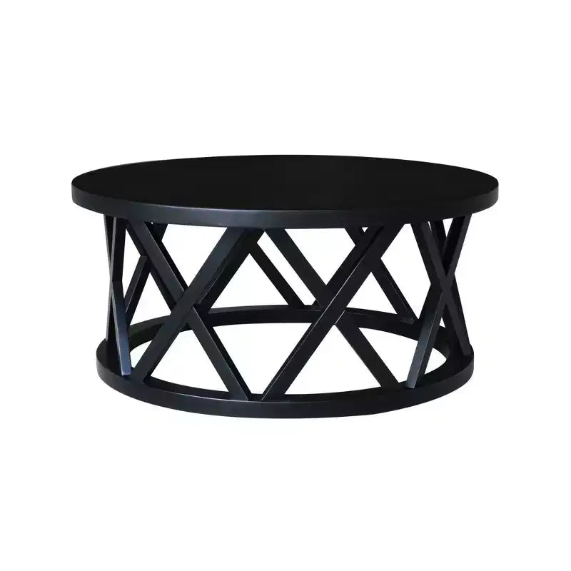 Table basse ronde 40" en bois dur noir