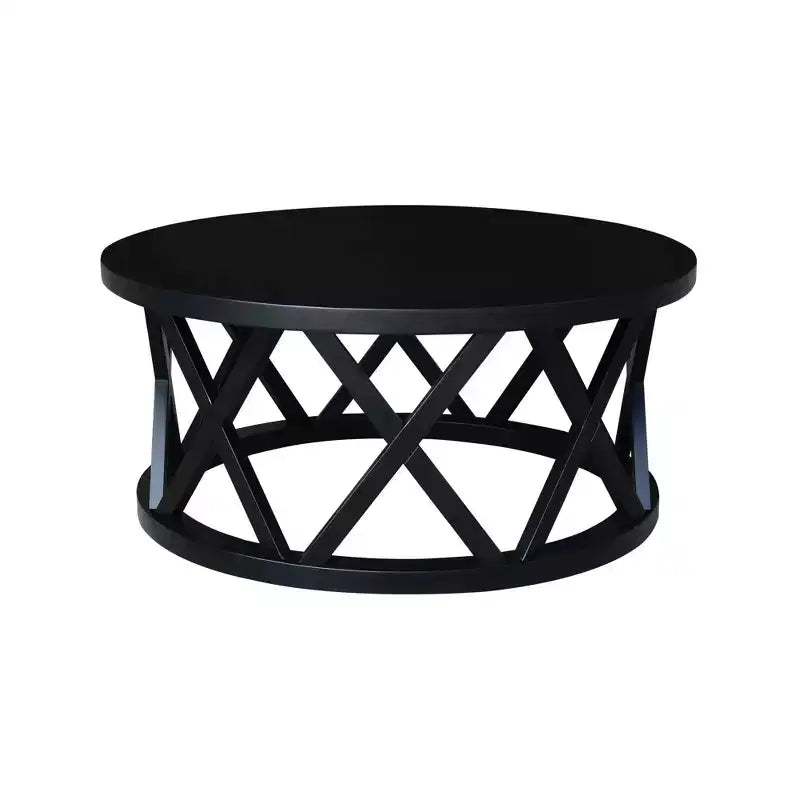 Table basse ronde 40" en bois dur noir