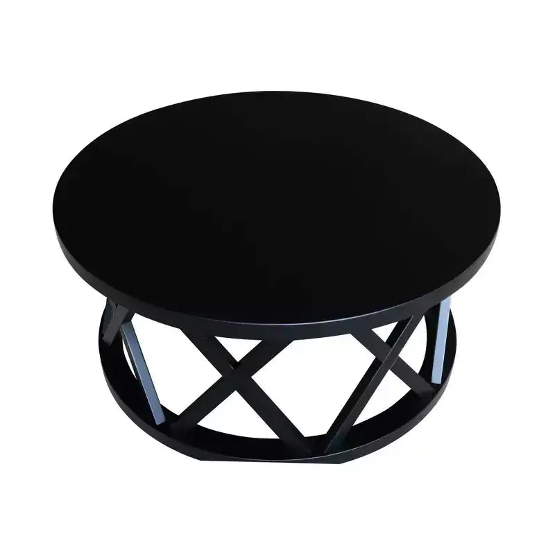 Table basse ronde 40" en bois dur noir
