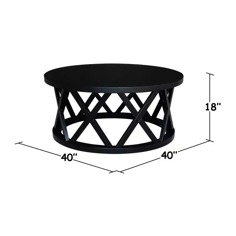 Table basse ronde 40" en bois dur noir