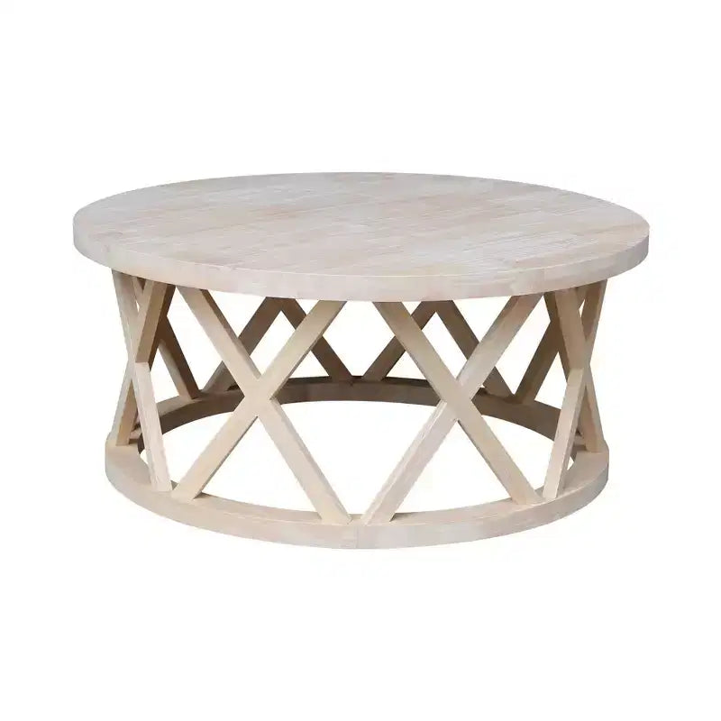 Table basse ronde 40" en bois dur noir