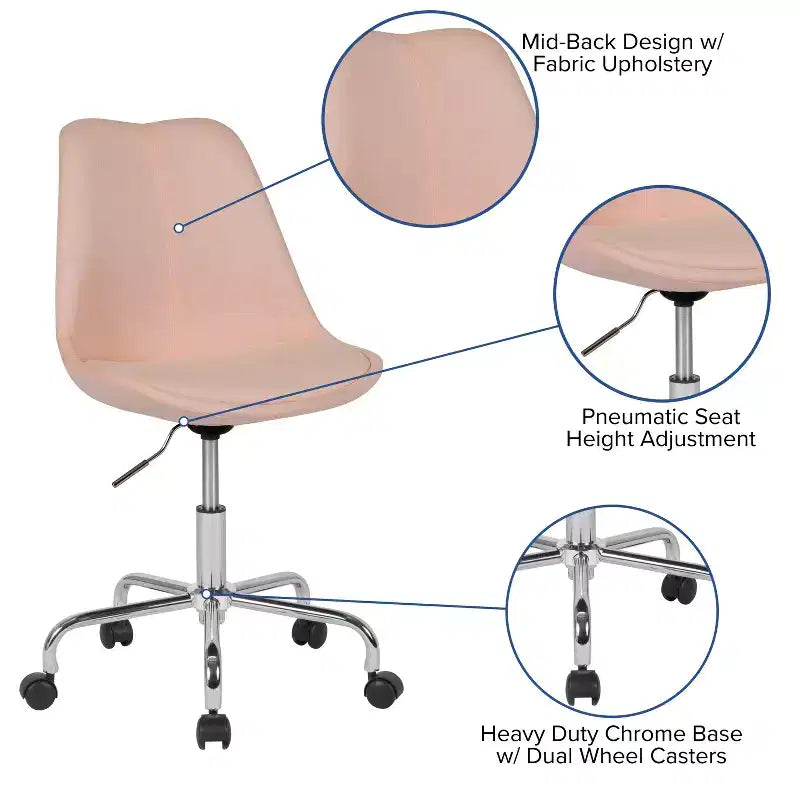 Fauteuil de bureau pivotant avec assise réglable en hauteur et revêtement élégant