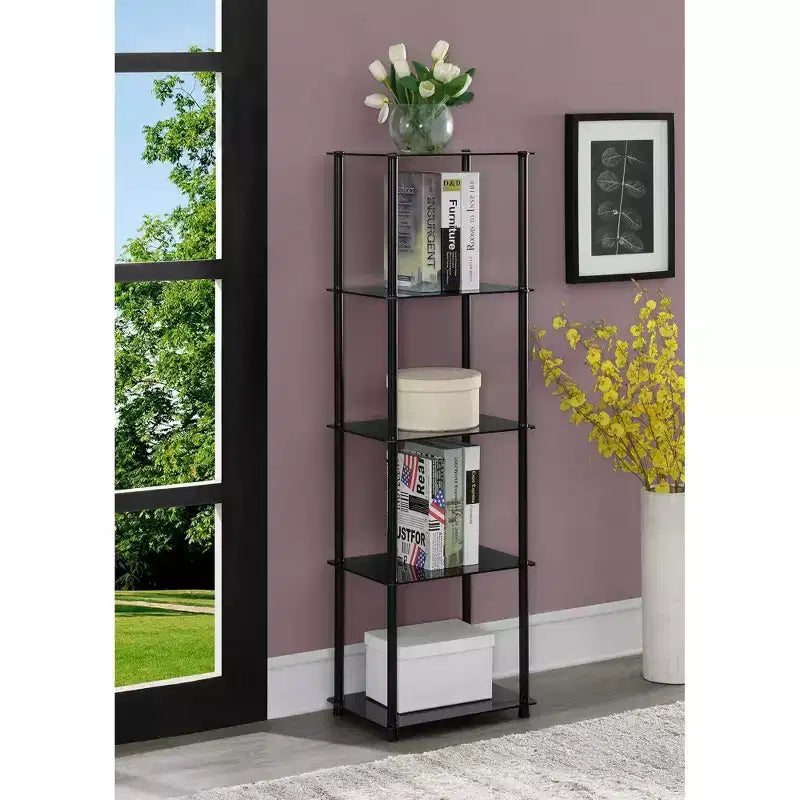 Étagère de rangement en verre à 5 niveaux de 61,25 po