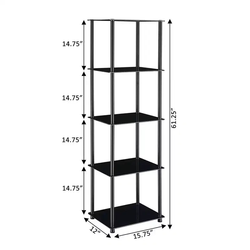 Étagère de rangement en verre à 5 niveaux de 61,25 po