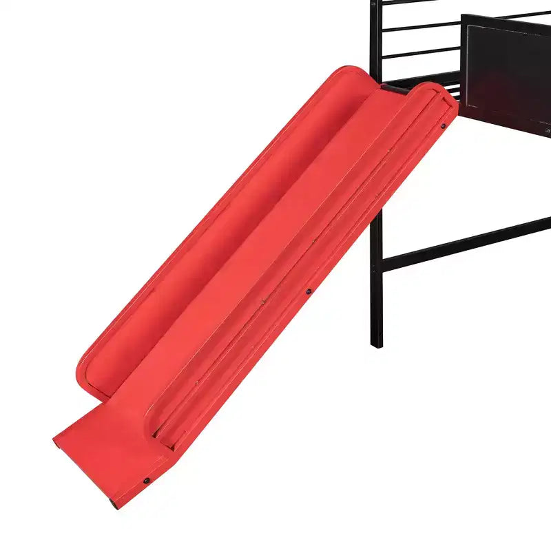 Lit mezzanine enfant avec toboggan et tableau, en métal, pour une aire de jeux amusante