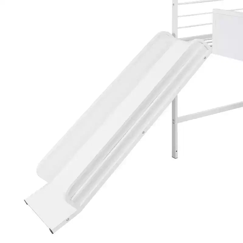 Lit mezzanine enfant avec toboggan et tableau, en métal, pour une aire de jeux amusante